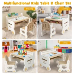 Costway Kids Drawing Table & Chair Set For Reading Playing With Pens & Blackboard Eraser Blue/Brown 15 Costway Kids Drawing Table & Chair Set For Reading Playing With Pens & Blackboard Eraser Blue/Brown -Children Household Series GUEST ffabc8de 00ae 4b11 98cb 27e8377a3b53
